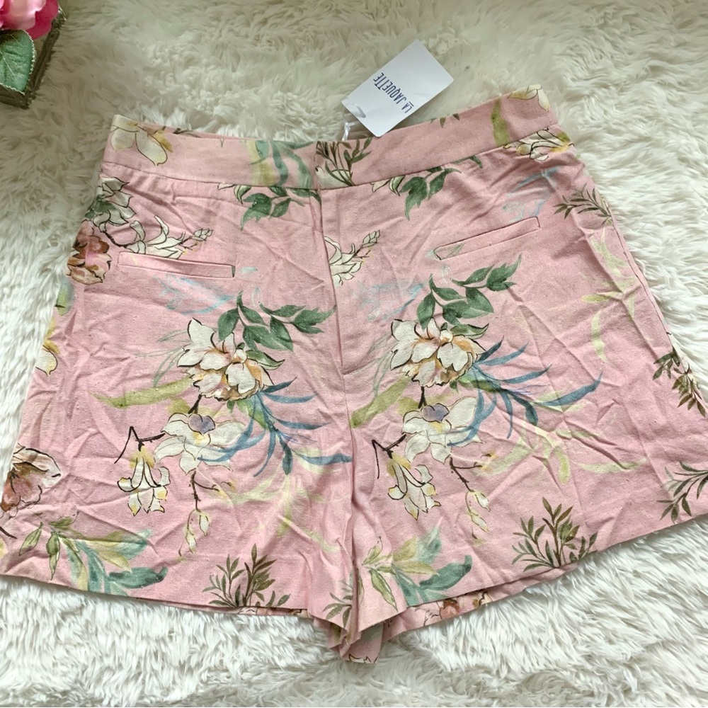 NWT La Jaquette French Pastel Pink Floral Summer Shorts FR 42 - Picture 7 of 16
